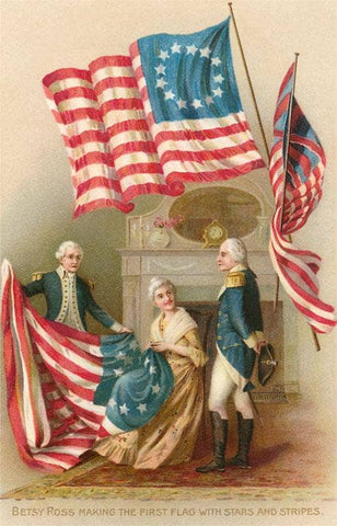 Postcard: Betsy Ross Sewing the First American Flag