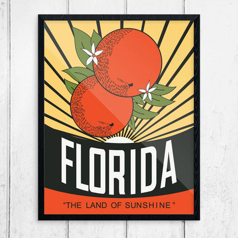 Art Print: Vintage Florida Oranges, Land of Sunshine (14" x 11")