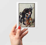Krampus with Basket o' Children, Vintage Christmas Notecard