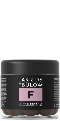 Lakrids by Bülow, No. F: Danish Dark Chocolate Coated Gourmet Licorice, with Sea Salt