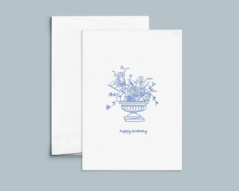 Birthday Card: Birthday Flowers, Letterpress