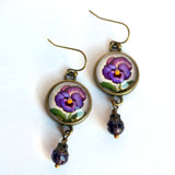 Purple Pansy Earrings, Handmade in Detroit