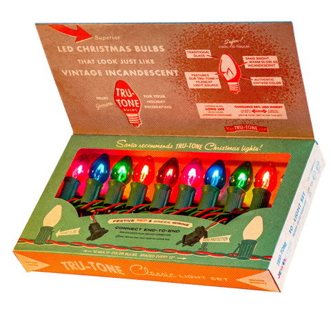 Tru-Tone Jeweltone Vintage Style Christmas Lights, C7 LED 10-Light Sets