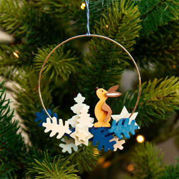 German Christmas Ornament: Bunny in Ring
