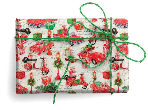 Italian Wrapping Paper: Christmas Cars & Scooters