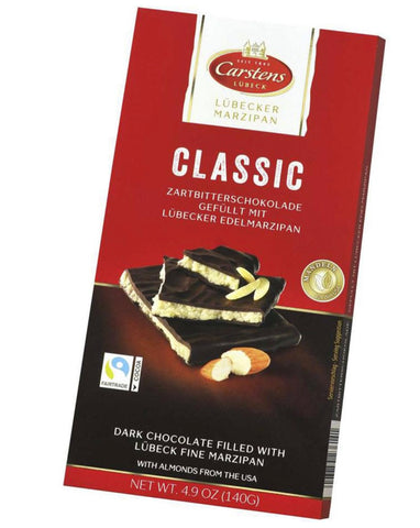 German Candies: Carstens Classic Dark Chocolate Lübecker Marzipan Bar