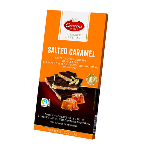 German Candies: Carstens Dark Chocolate with Salted Caramel Lübecker Marzipan Bar