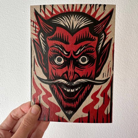 Devil Postcard/Miniprint: Letterpress, Linocut