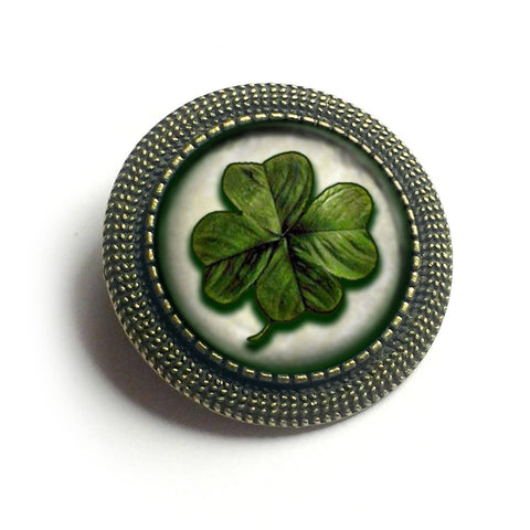 Four Leaf Clover Shamrock Brooch, Handmade in Detroit