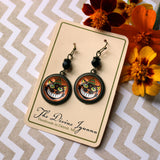 Grinning Black Cat Earrings, Handmade in Detroit