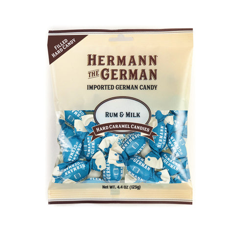 German Hard Caramel Filled Candies: Rum & Milk