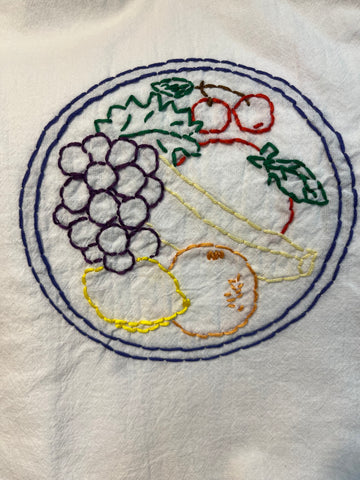 Millie's Tea Towels, Hand Embroidered: Fruits & Vegetables (8 to choose from)