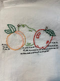 Millie's Tea Towels, Hand Embroidered: Fruits & Vegetables (8 to choose from)