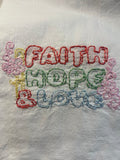 Millie's Tea Towels, Hand Embroidered: Faith & Hope & Love (8 to choose from)