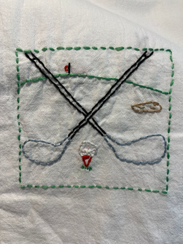 Millie's Tea Towels, Hand Embroidered: Golf