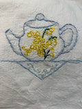 Millie's Tea Towels, Hand Embroidered: Floral Teapots (7 to choose from)