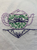 Millie's Tea Towels, Hand Embroidered: Floral Teapots (7 to choose from)