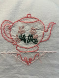 Millie's Tea Towels, Hand Embroidered: Floral Teapots (7 to choose from)