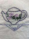 Millie's Tea Towels, Hand Embroidered: Floral Teapots (7 to choose from)