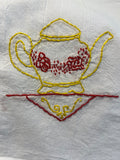 Millie's Tea Towels, Hand Embroidered: Floral Teapots (7 to choose from)