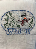 Millie's Tea Towels, Hand Embroidered: Winter (4 to choose from)