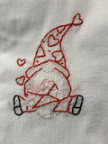 Millie's Tea Towels, Hand Embroidered: Valentine Gnome with Love Letter