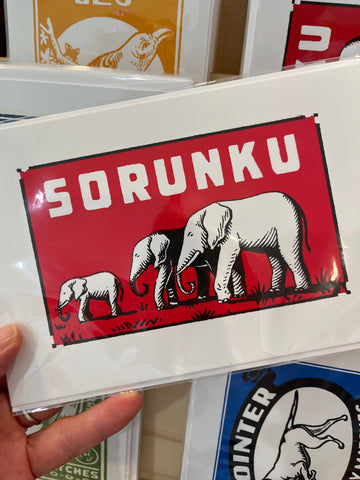 Vintage Matchbox Card: Sorunku Elephants