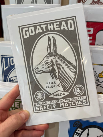 Vintage Matchbox Card: Goat Head