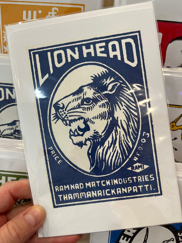 Vintage Matchbox Card: Lion Head