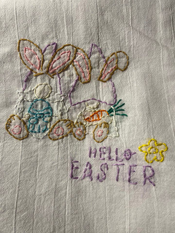 Millie's Tea Towels, Hand Embroidered: Easter Bunny Gnome