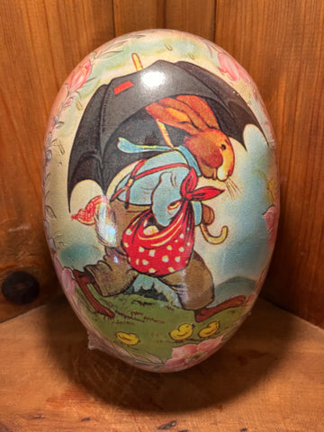Fillable Paper Eggs from Germany: Bunny with Umbrella, Jumbo Size