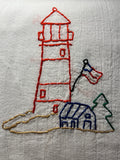 Millie's Tea Towels, Hand Embroidered: Lighthouses (8 to choose from)