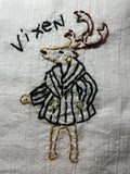 Millie's Tea Towels, Hand Embroidered: Reindeer Games Collection (9 to choose from)