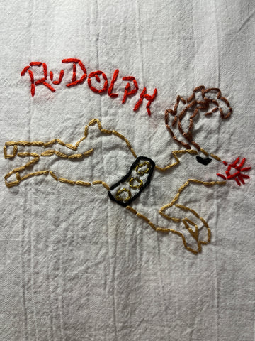 Millie's Tea Towels, Hand Embroidered: Reindeer Games Collection (9 to choose from)