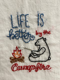 Millie's Tea Towels, Hand Embroidered: Gone Camping Collection (9 to choose from)