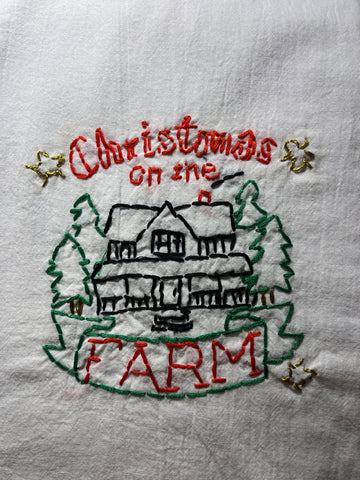 Millie's Tea Towels, Hand Embroidered: Christmas on the Farm Collection (5 to choose from)