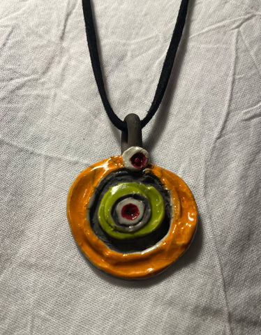 Raku Pendant Necklace, Handmade by Diane Duvall