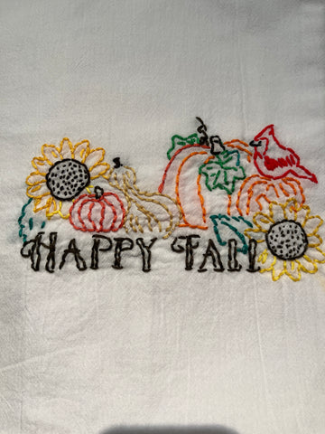 Millie's Tea Towels, Hand Embroidered: Autumn (3 to choose from)