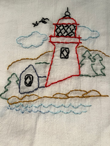 Millie's Tea Towels, Hand Embroidered: Lighthouses (5 to choose from)