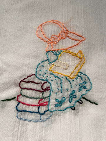 Millie's Tea Towels, Hand Embroidered: Bonnet Girls Collection (9 to choose from)