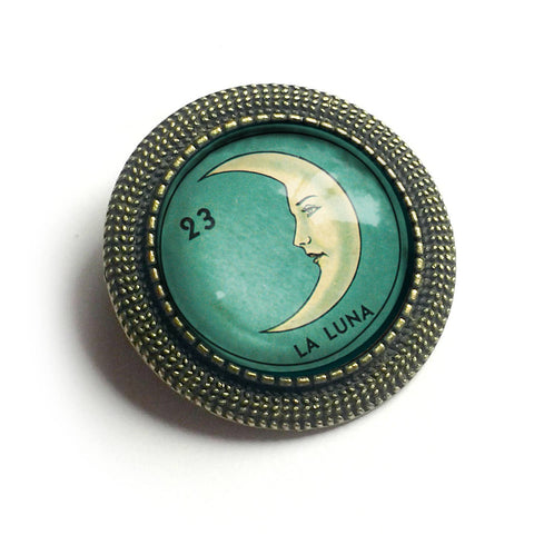 La Luna Loteria Brooch, Handmade in Detroit