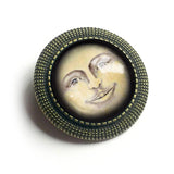 Victorian Man in the Moon Brooch, Handmade in Detroit