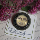 Victorian Man in the Moon Brooch, Handmade in Detroit