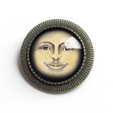 Victorian Man in the Moon Brooch, Handmade in Detroit