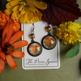 Marigolds Glass Cabochon Earrings, Handmade in Detroit