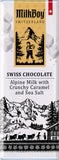 Milkboy Alpine Milk Chocolate with Crunchy Caramel & Sea Salt Bar, from Switzerland
