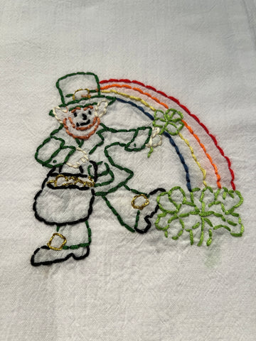 Millie's Tea Towels, Hand Embroidered: St. Patrick's Day Collection (5 to Choose From)