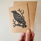 Raven Card: Letterpress, Linocut