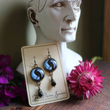 Raven & Purple Moon Earrings, Handmade in Detroit