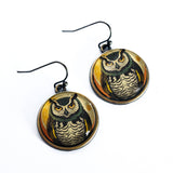 Retro Owl Earrings, Handmade in Detroit